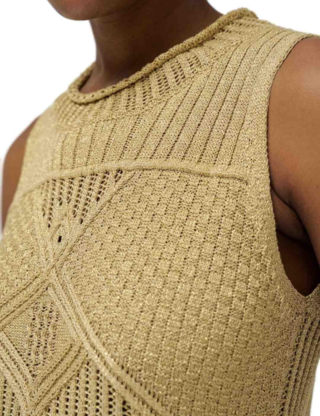 Top Salsa dorado punto tirante ancho para mujer