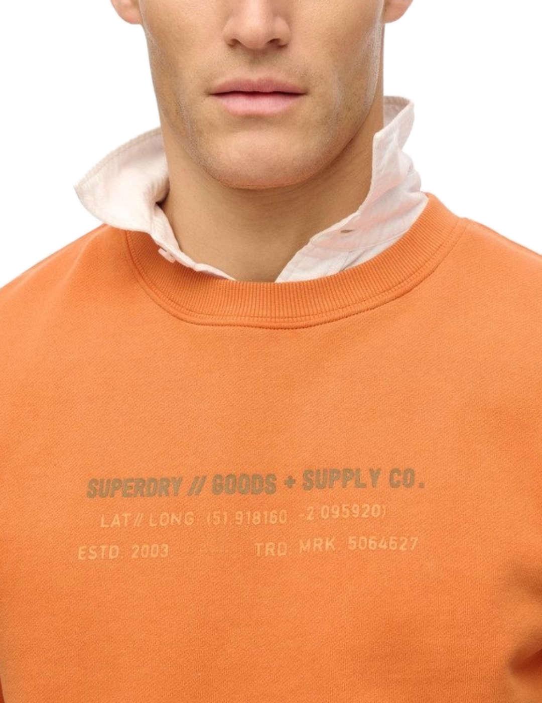 Sudadera Superdry Sport Crew naranja sin capucha para hombre