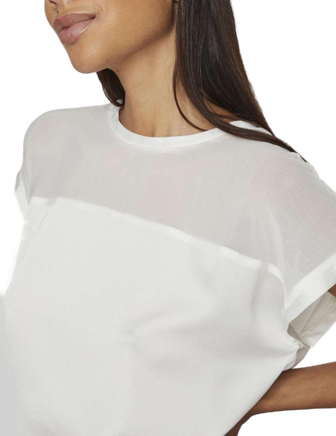 Camiseta Vila Ellette blanco manga corta para mujer