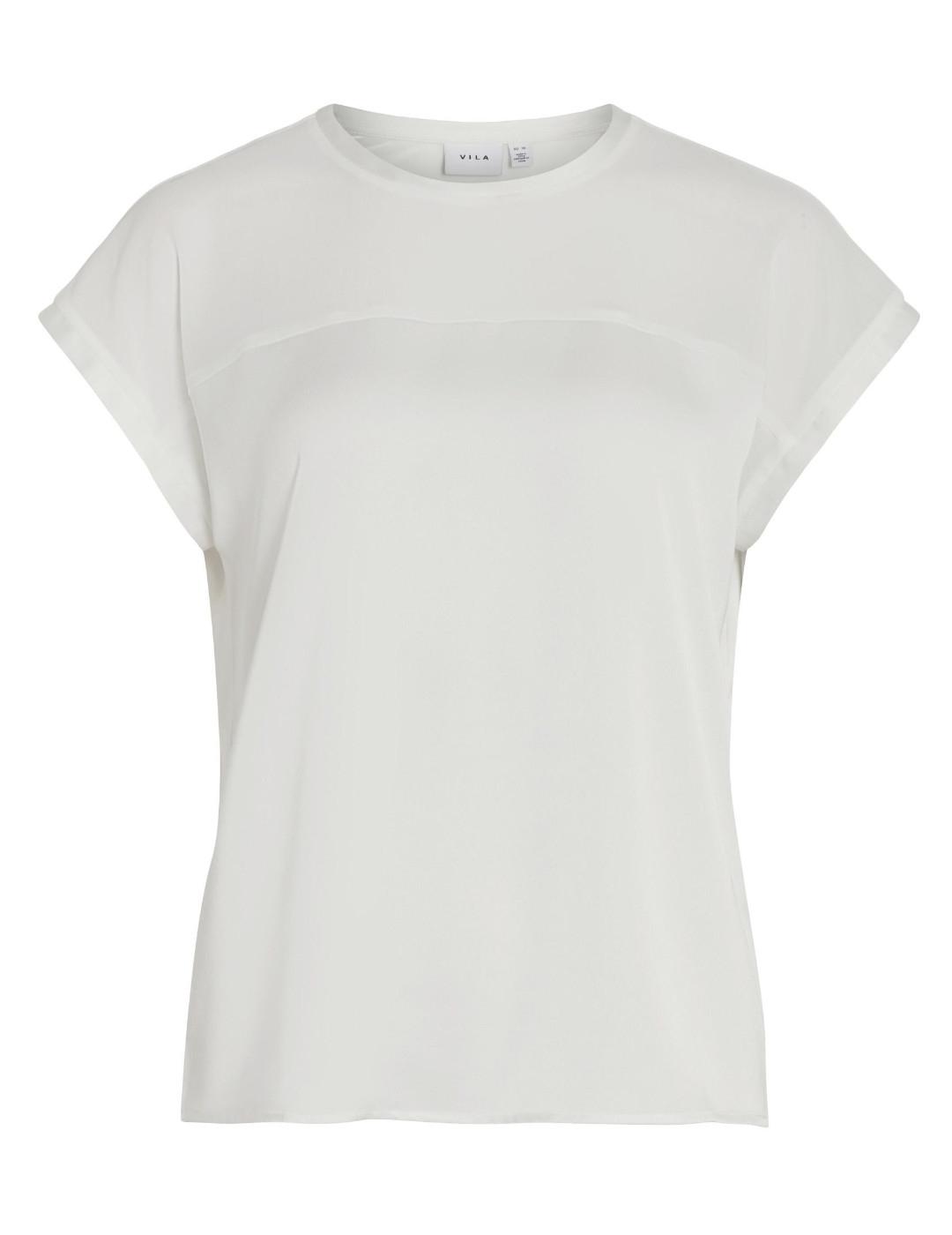 Camiseta Vila Ellette blanco manga corta para mujer