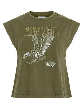 Camiseta Vila Petone verde manga sisa para mujer