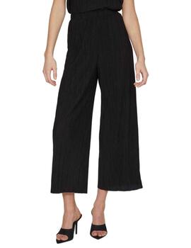 Pantalón de tela Vila Plisa culotte negro plisado para mujer
