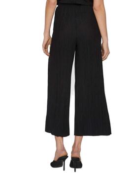 Pantalón de tela Vila Plisa culotte negro plisado para mujer