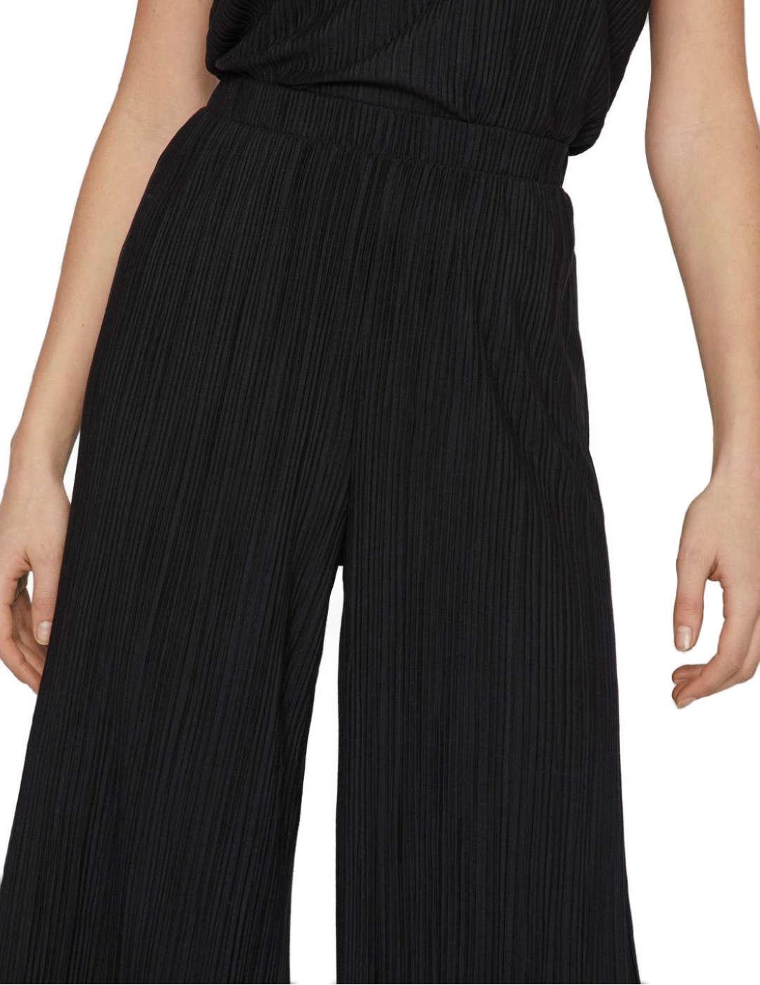 Pantalón de tela Vila Plisa culotte negro plisado para mujer