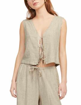 Blusa JJXX Breeze beige rayas de lino para mujer
