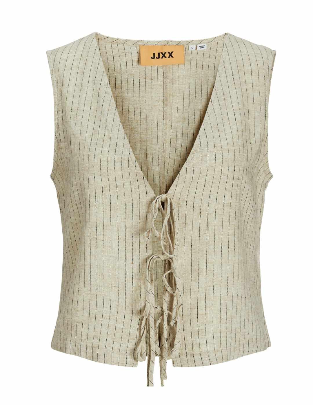 Blusa JJXX Breeze beige rayas de lino para mujer