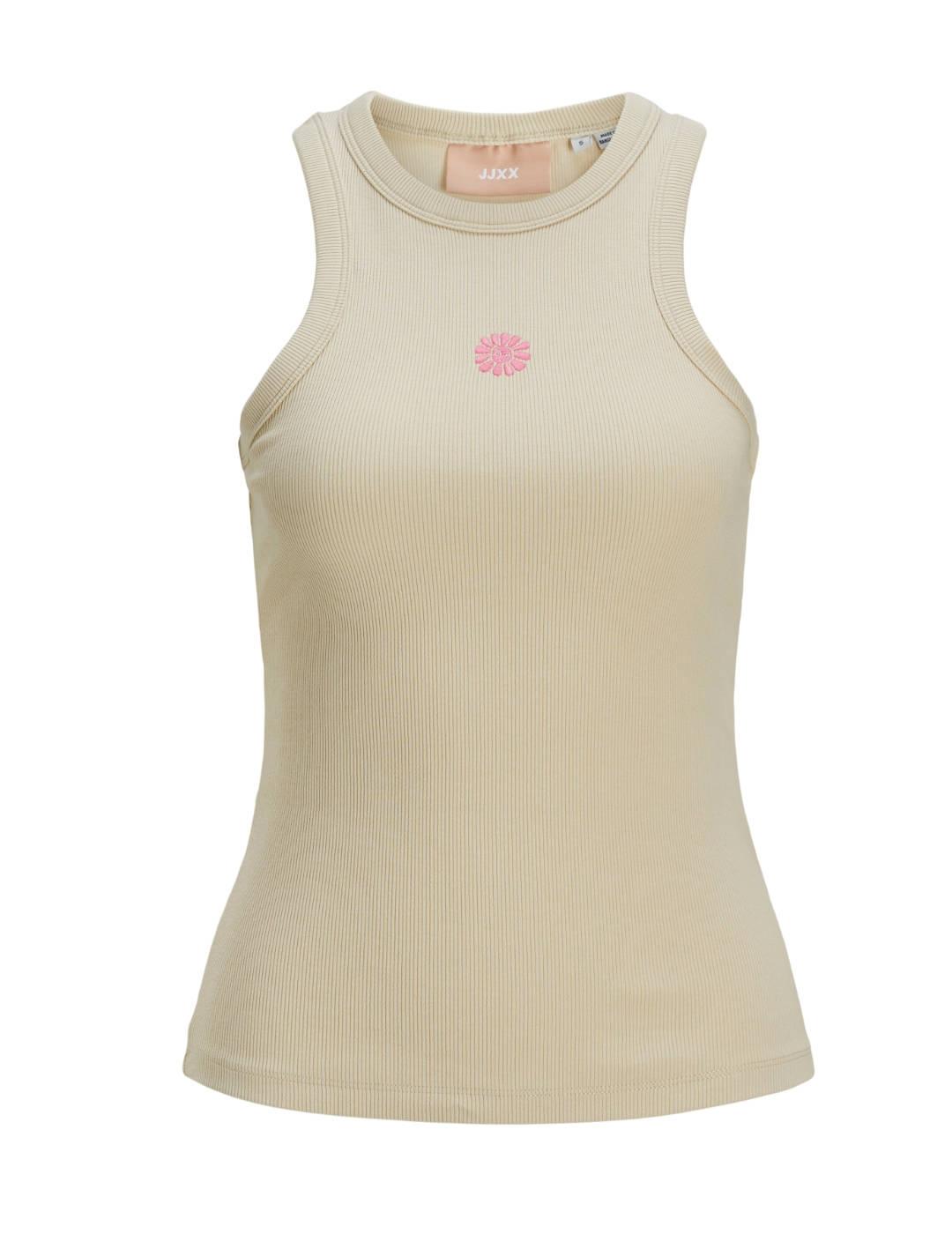 Camiseta JJXX Forest beige de tirantes para mujer