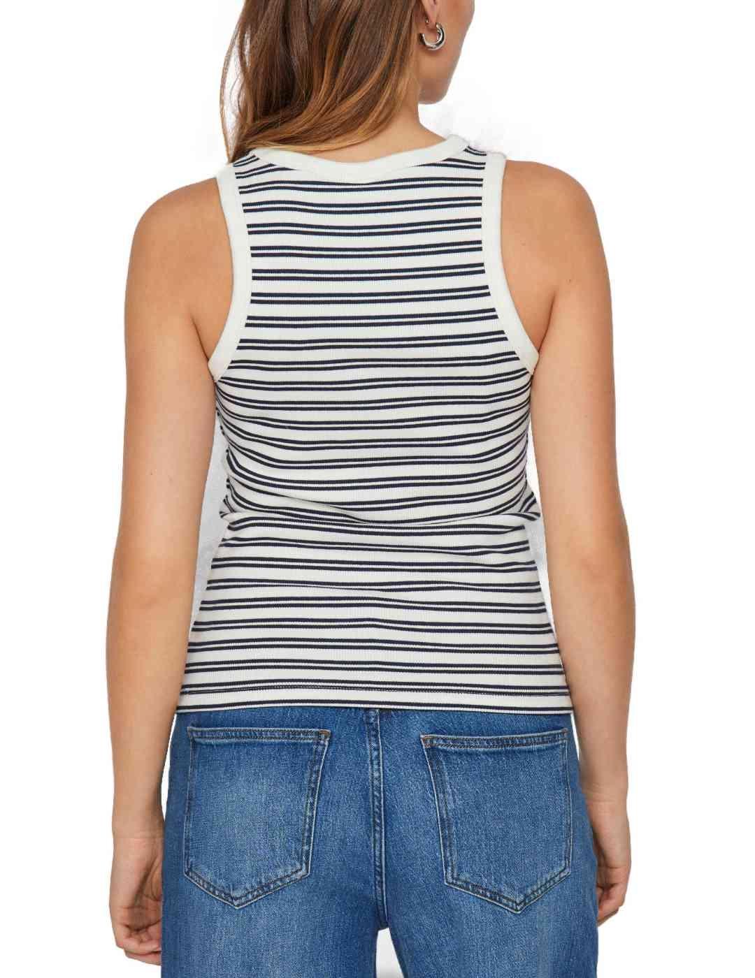 Camiseta Vila Sola azul marino raya tirantes para blanca