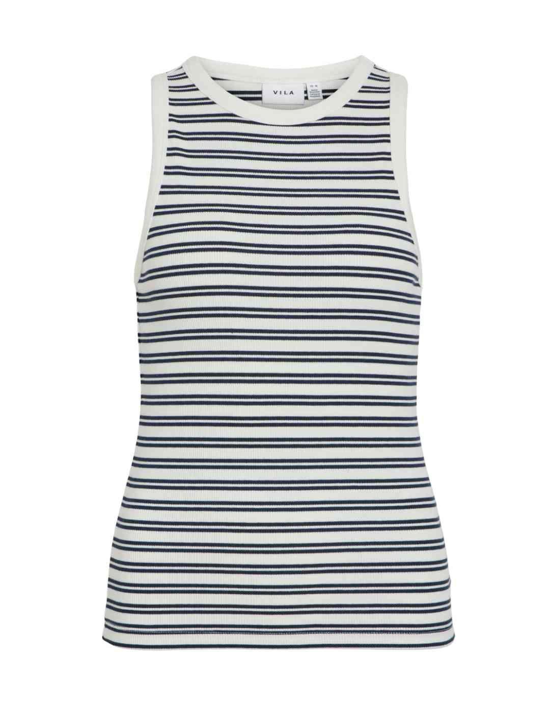 Camiseta Vila Sola azul marino raya tirantes para blanca