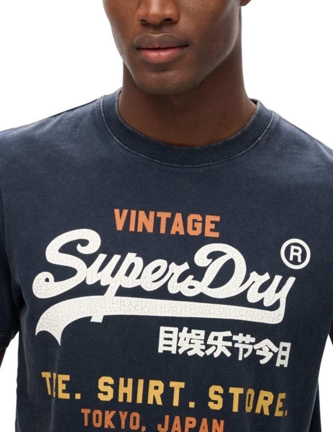 Camiseta Superdry Cali logo marino manga corta para hombre