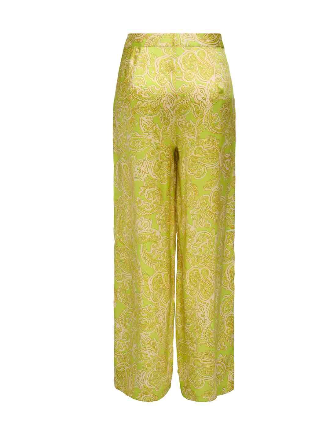 Pantalón Only Paula verde lima y beige de tela para mujer