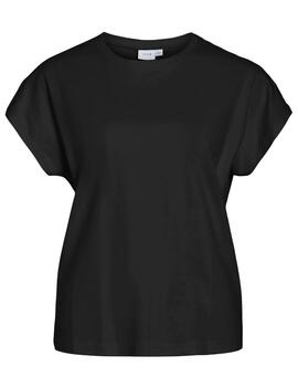 Camiseta básica Vila Pavia negra manga corta para mujer