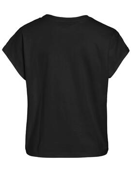 Camiseta básica Vila Pavia negra manga corta para mujer