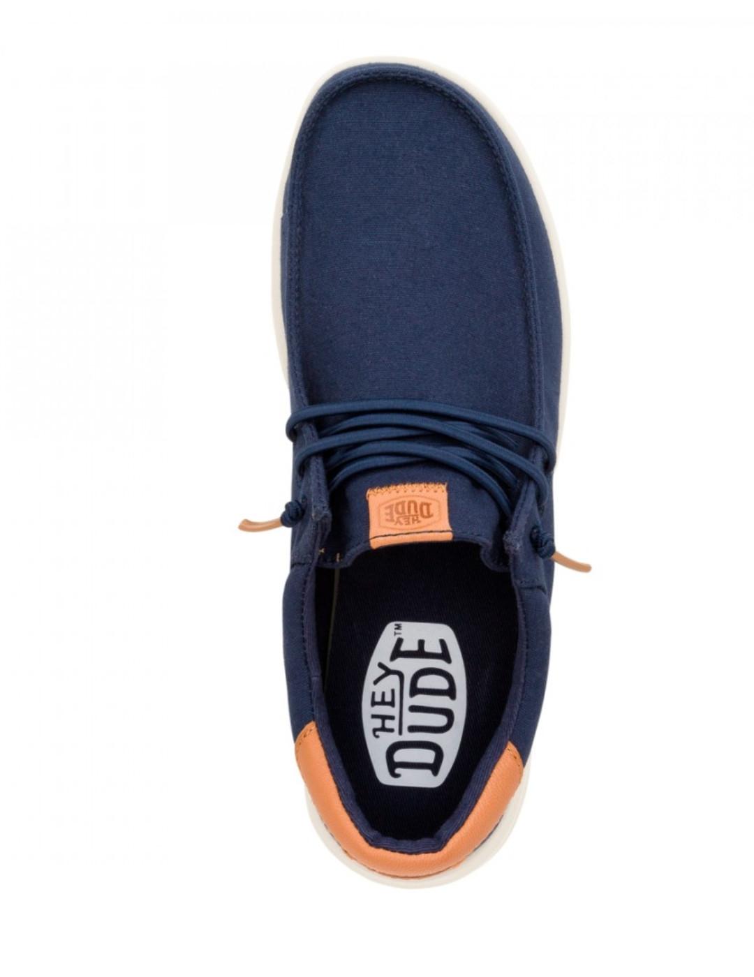Mocasín Heydude Paul canvas azul marino para hombre