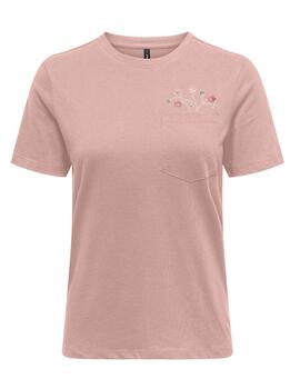 Camiseta Only Polly rosa flores manga corta para mujer