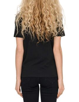 Camiseta Only Polly negro flores manga corta para mujer