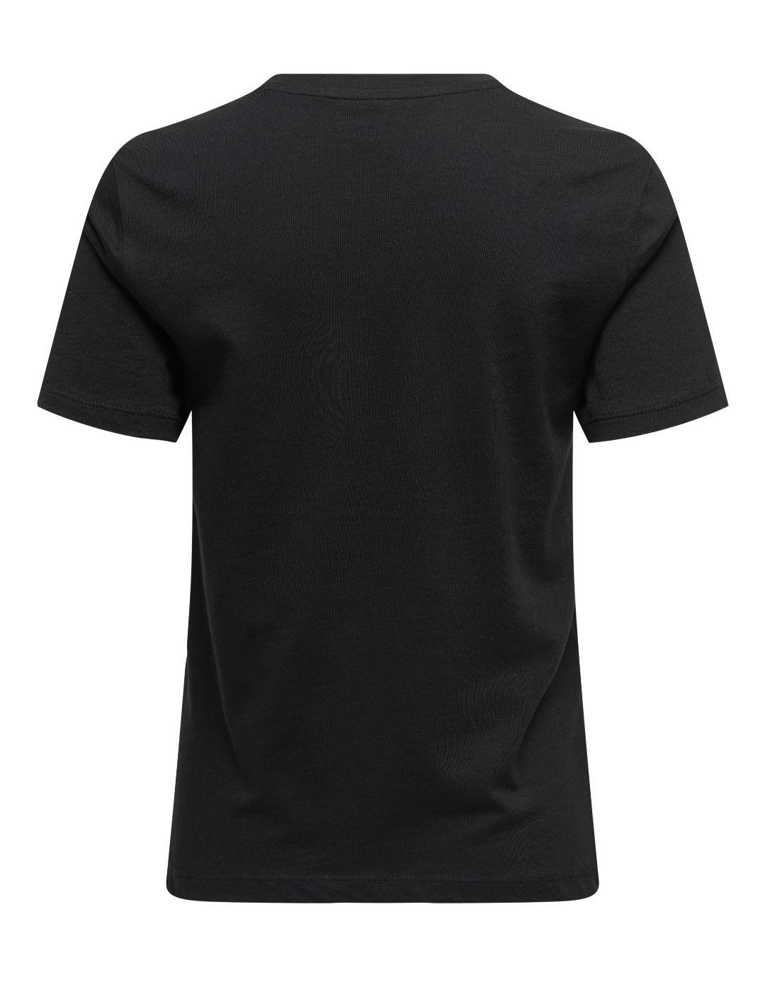 Camiseta Only Polly negro flores manga corta para mujer