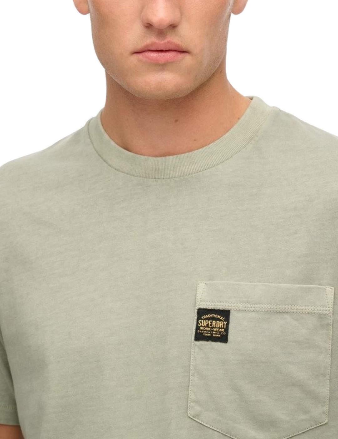 Camiseta Superdry con bolsillo verde manga corta para hombre