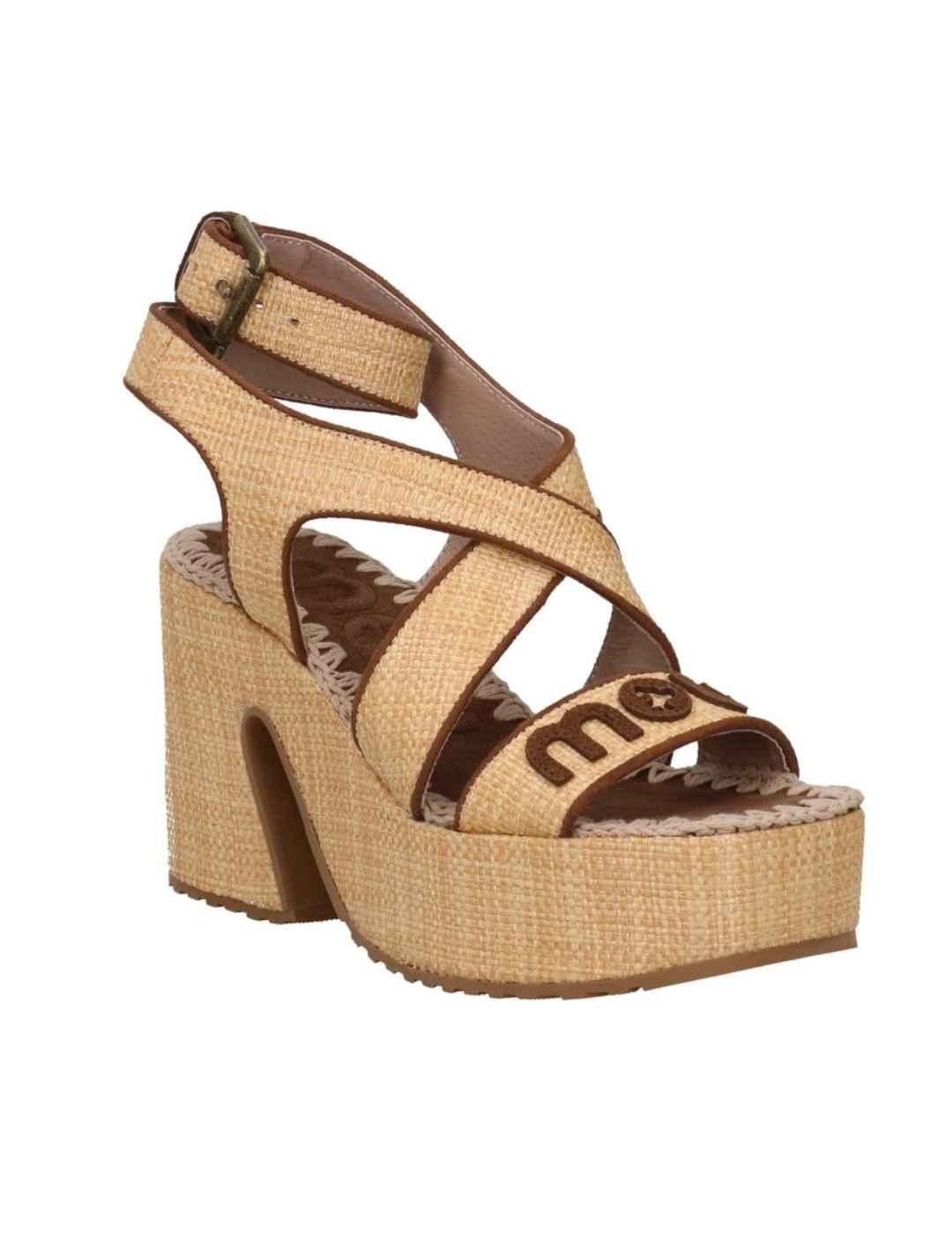 Sandalias Mou plataforma rafia y tacón para mujer