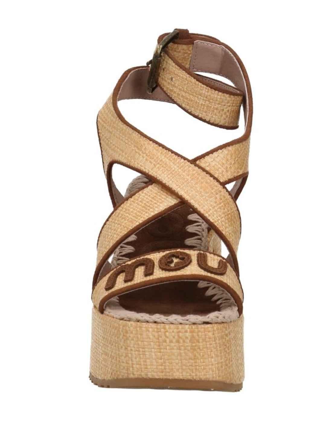 Sandalias Mou plataforma rafia y tacón para mujer