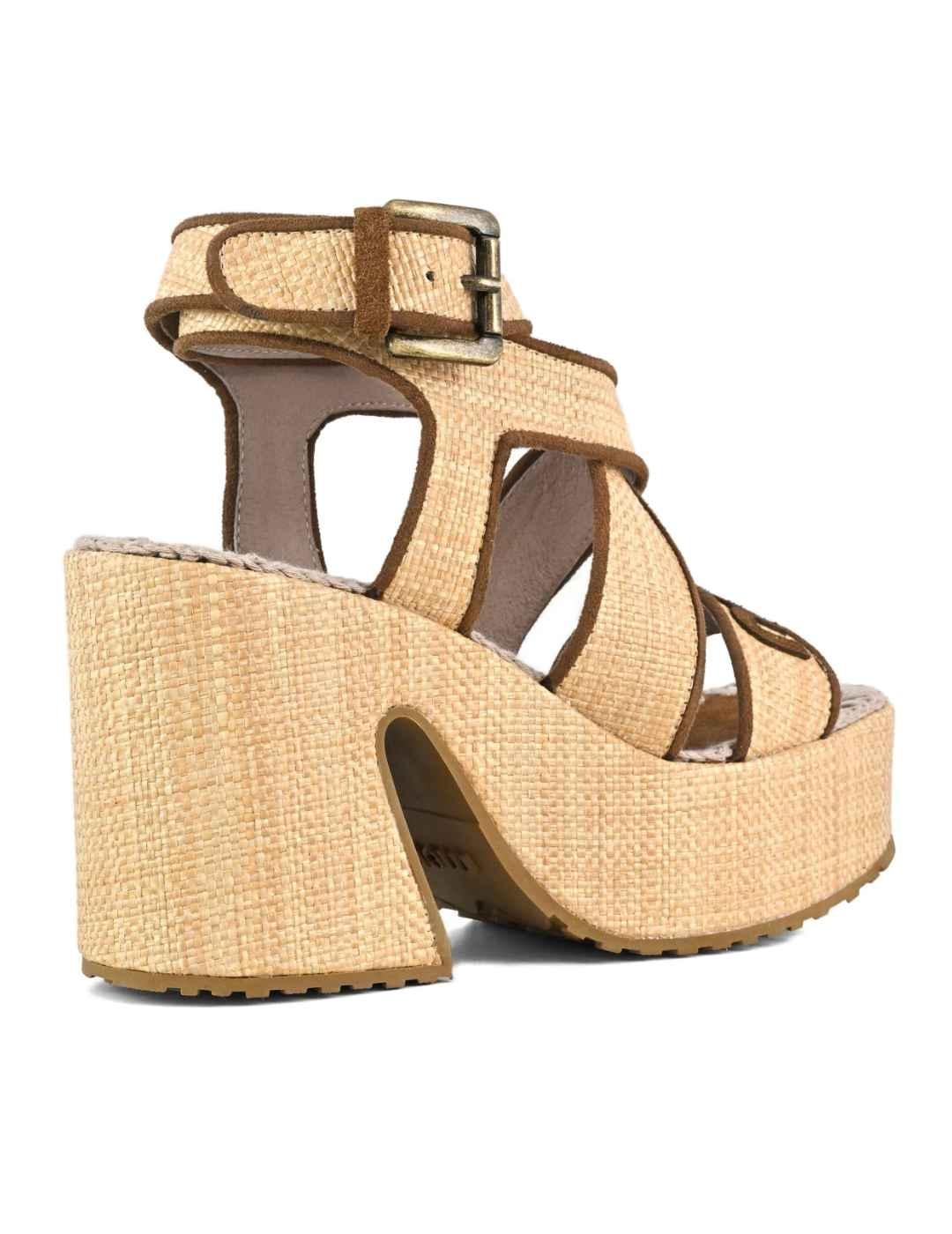 Sandalias Mou plataforma rafia y tacón para mujer