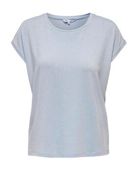 Camiseta Only Claudia gris rayas oro manga corta pa mujer