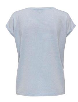 Camiseta Only Claudia gris rayas oro manga corta pa mujer