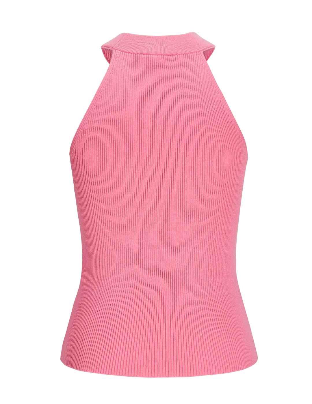 Camiseta básica JJXX Sofia rosa chicle cuello halter mujer