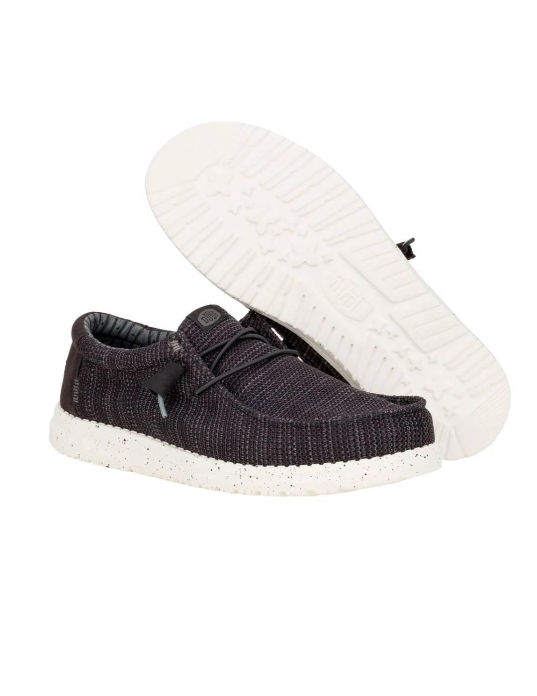Mocasín Heydude Wally blanco y negro ultraligero para hombre