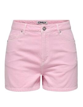Short Only Jagger rosa chicle mom fit para mujer