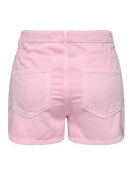 Short Only Jagger rosa chicle mom fit para mujer