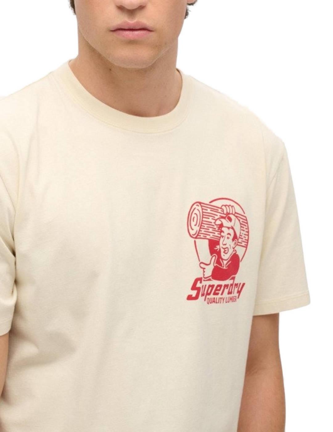 Camiseta Superdry Trade Tools blanco roto manga corta hombre