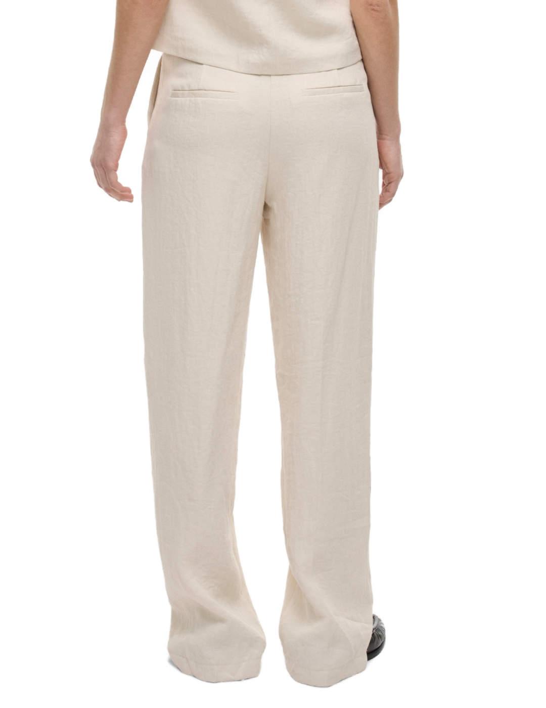 Pantalones Vila Flea blanco roto straight para mujer
