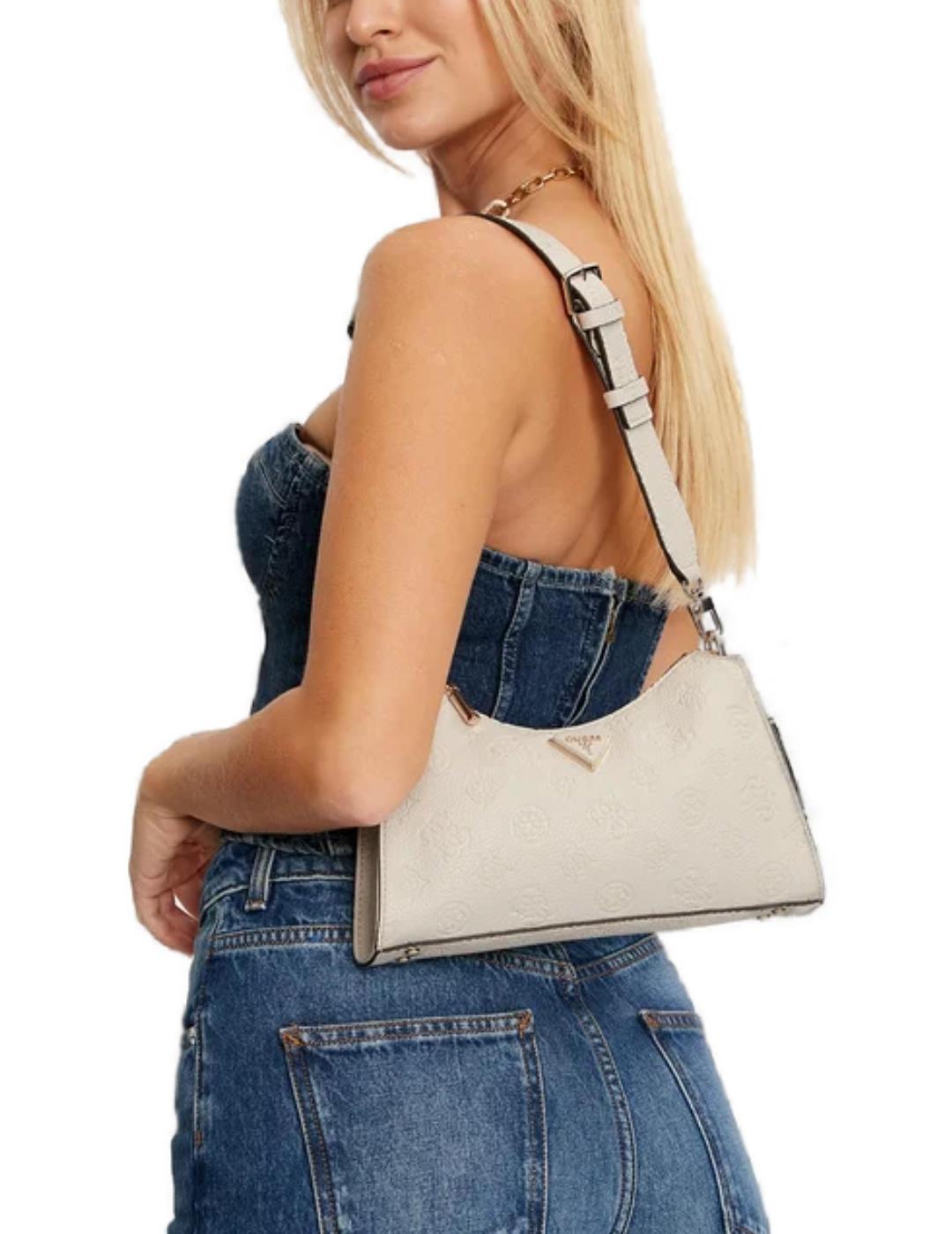 Bolso bandolera Guess Cresidia blanco roto logo para mujer