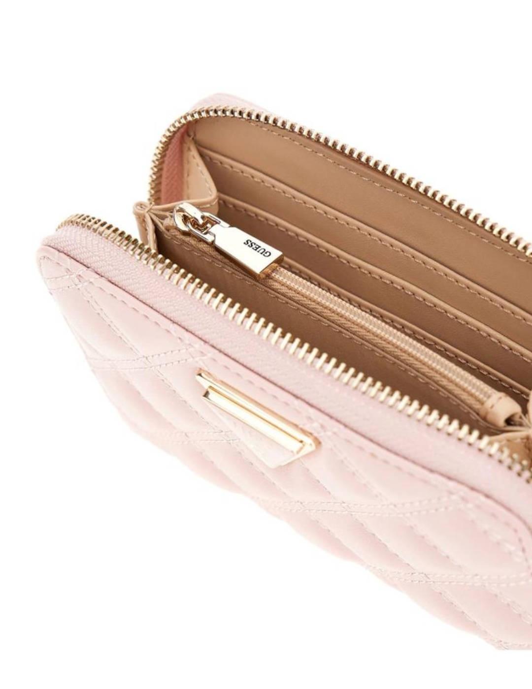 Monedero Guess Giully rosa palo guateada para mujer