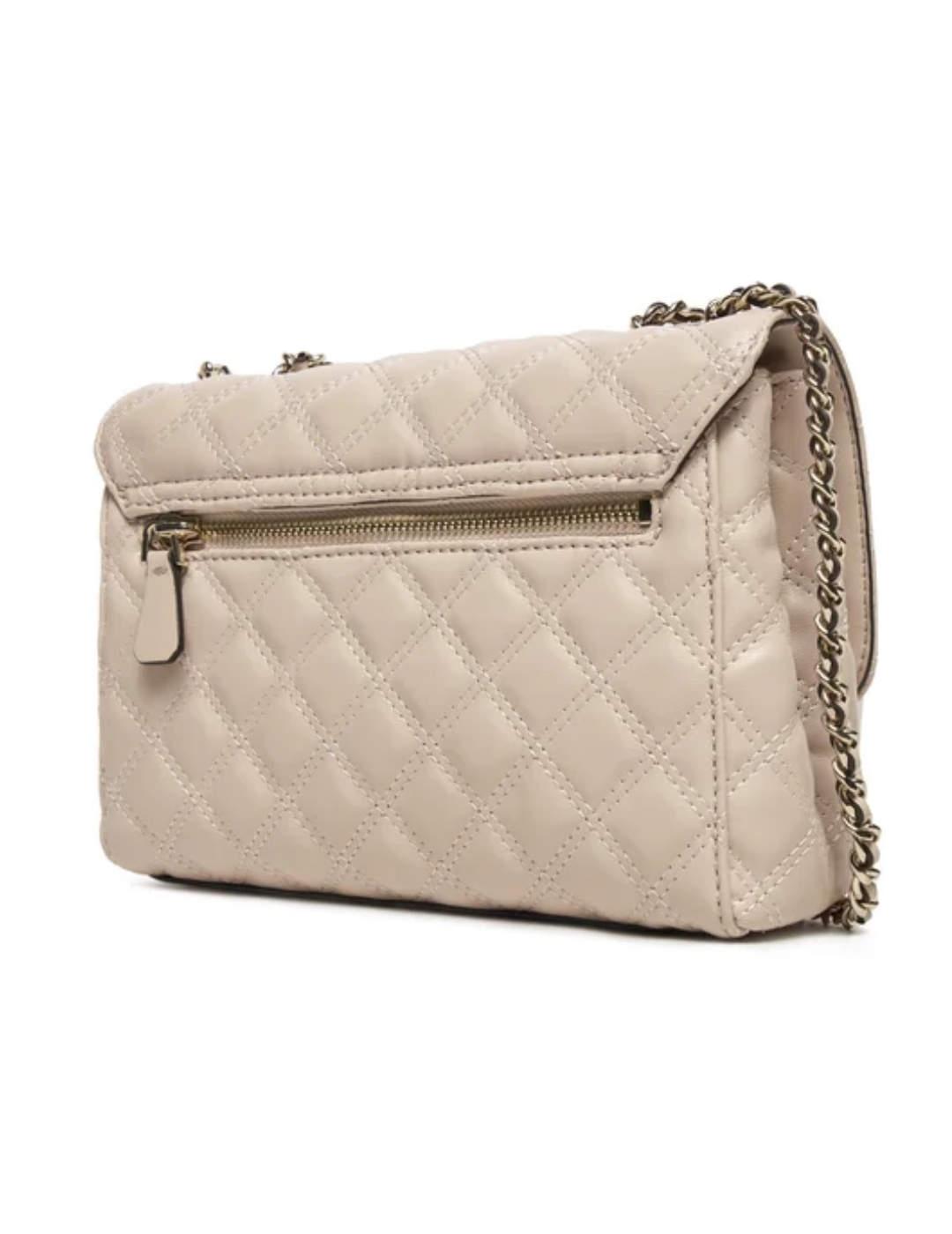 Bolso bandolera Guess Giully beige guateado para mujer