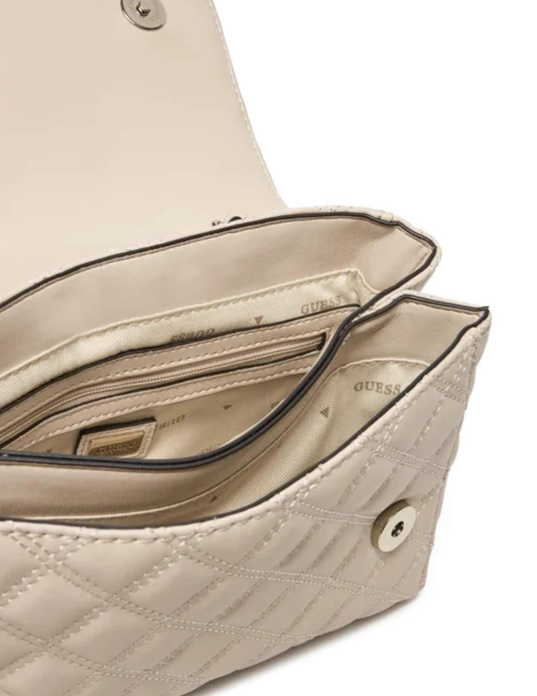 Bolso bandolera Guess Giully beige guateado para mujer