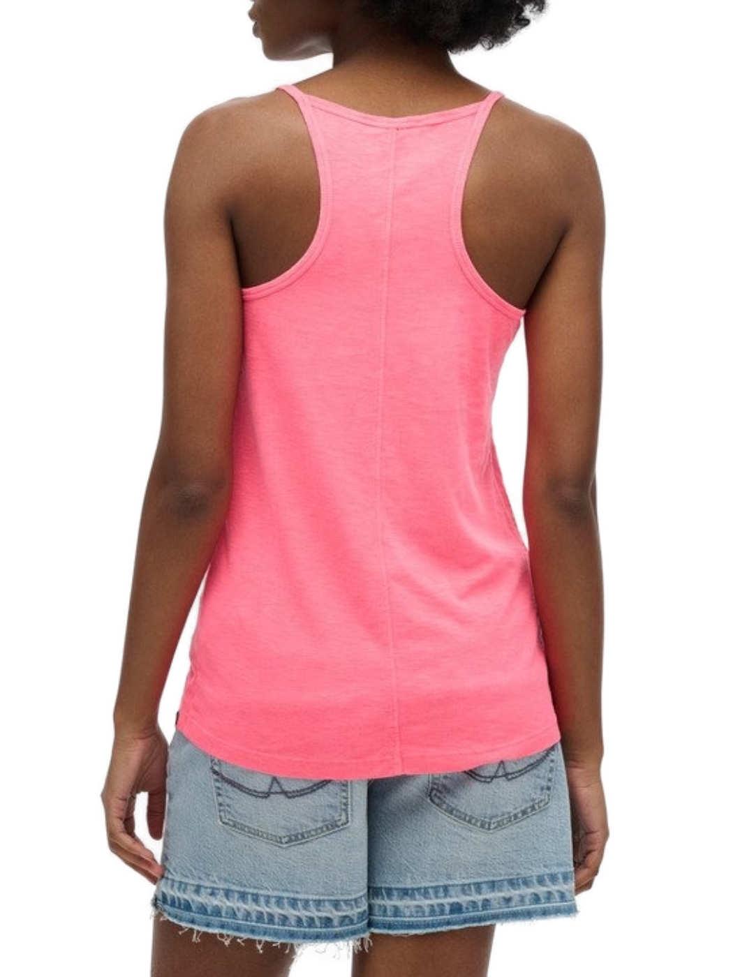 Camiseta básica Superdry de tirantes rosa chicle para mujer