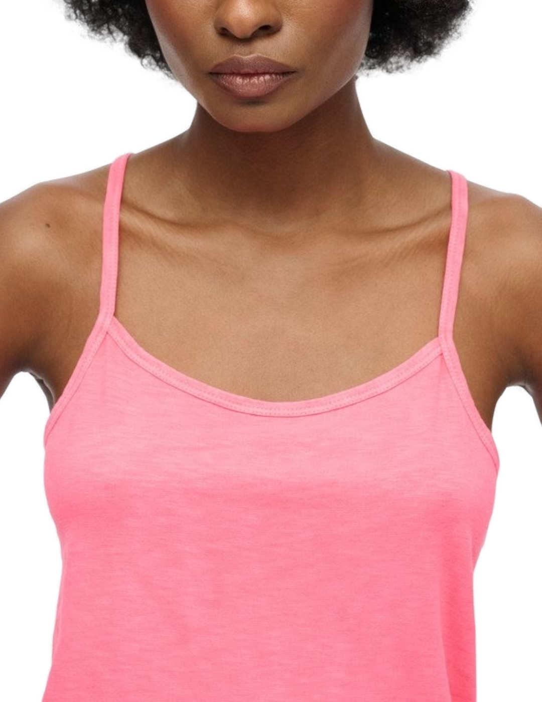 Camiseta básica Superdry de tirantes rosa chicle para mujer
