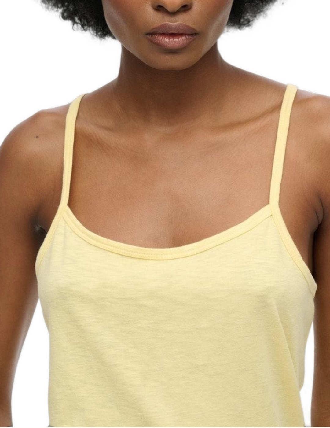 Camiseta básica Superdry tirantes amarillo pastel para mujer
