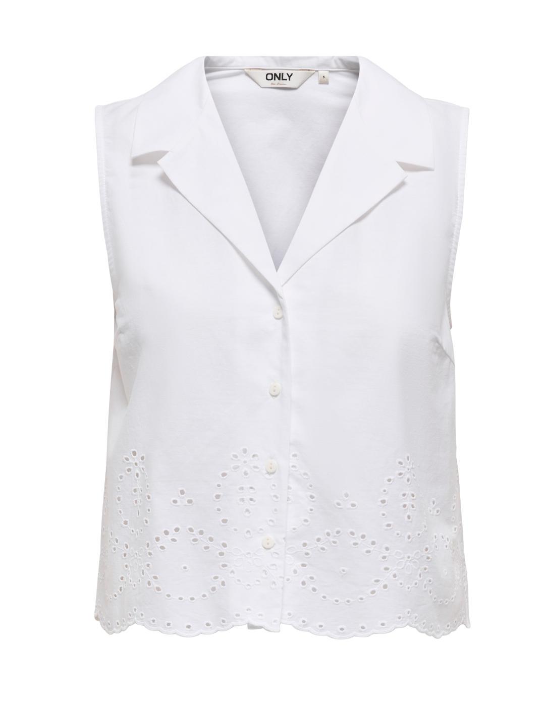 Camisa Only Roxanne sisa blanca troquelado para mujer