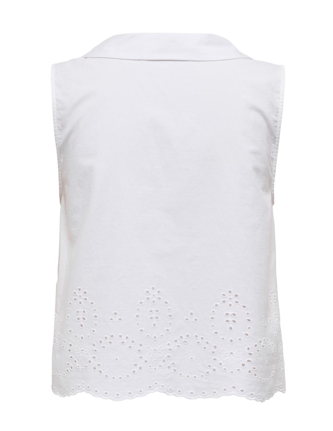 Camisa Only Roxanne sisa blanca troquelado para mujer