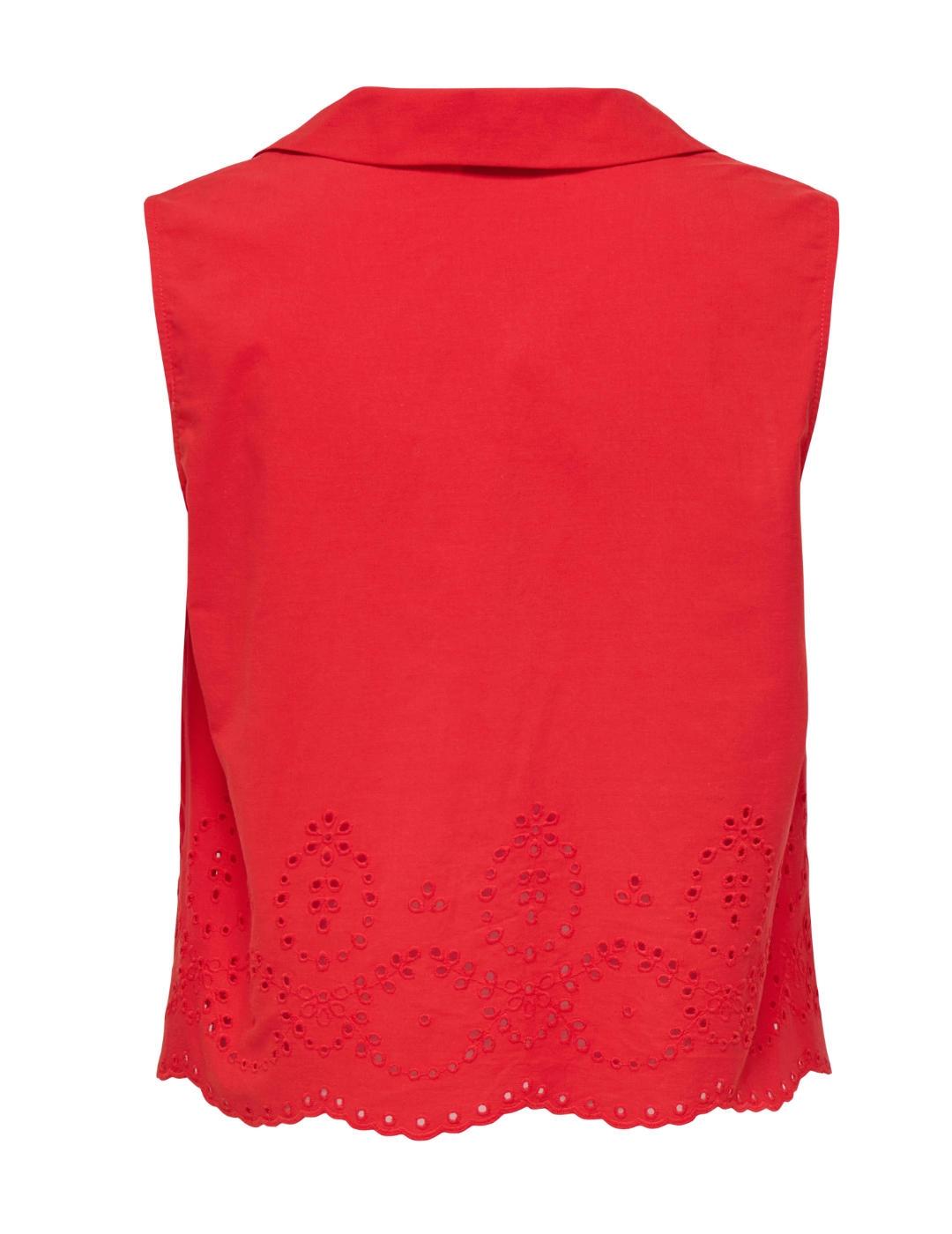 Camisa Only Roxanne sisa roja troquelado para mujer