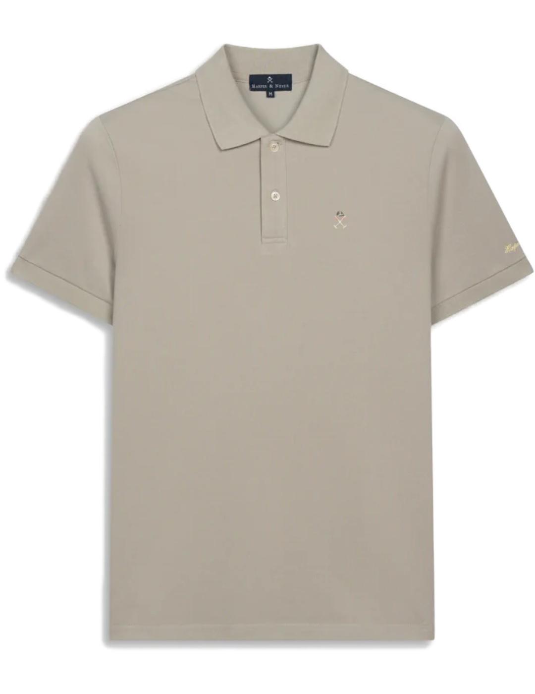 Polo Harper Gram Slam beige manga corta para hombre