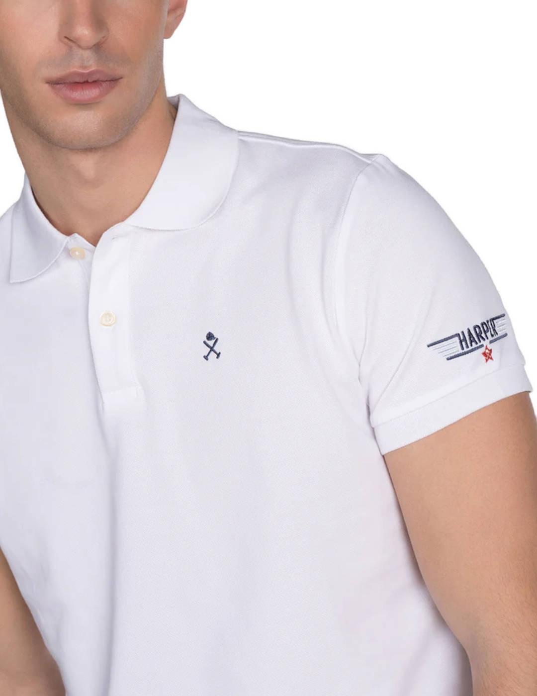 Polo Harper Tomcat blanco manga corta aviador para hombre
