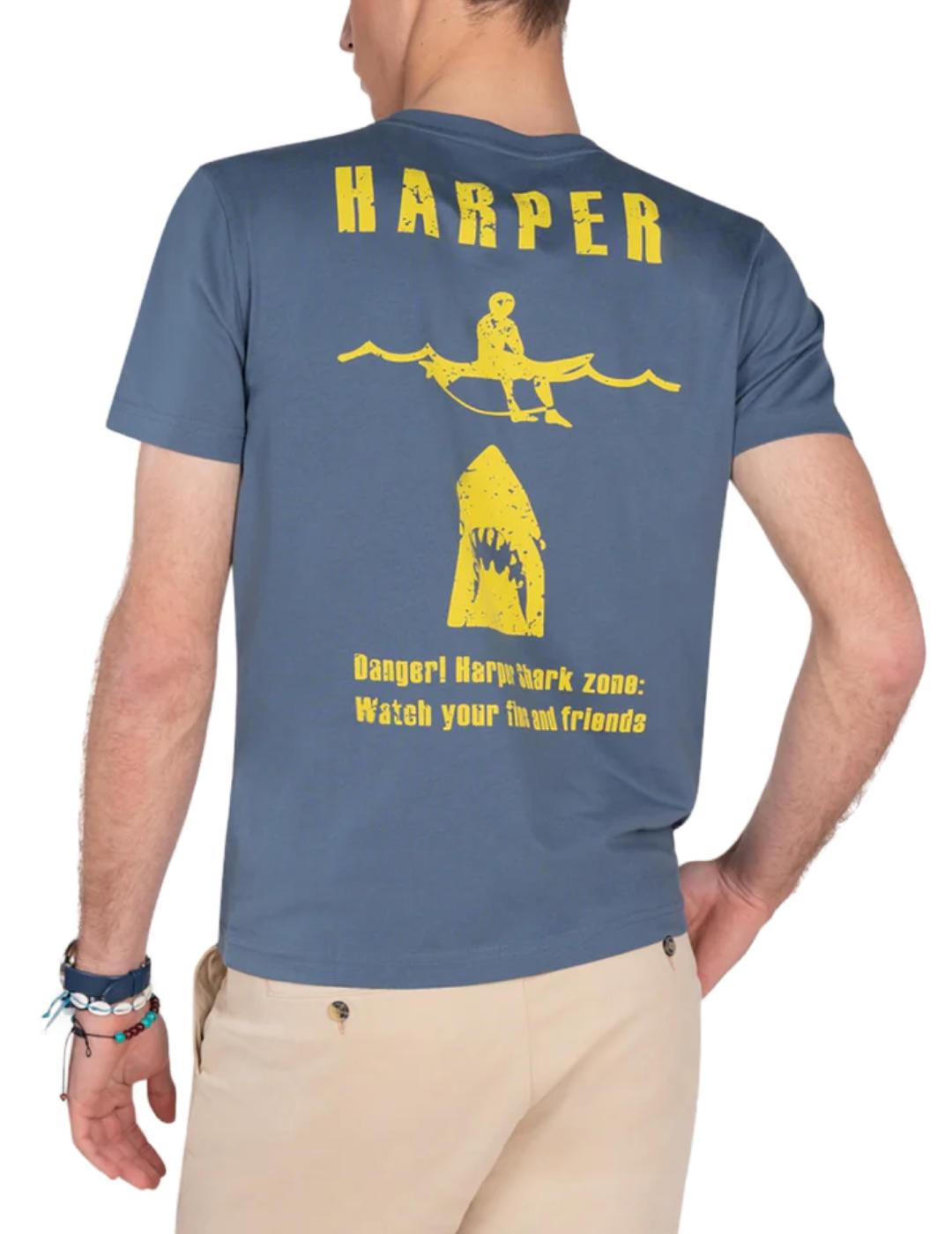 Camiseta Harper&Neyer Danger azul manga corta para hombre