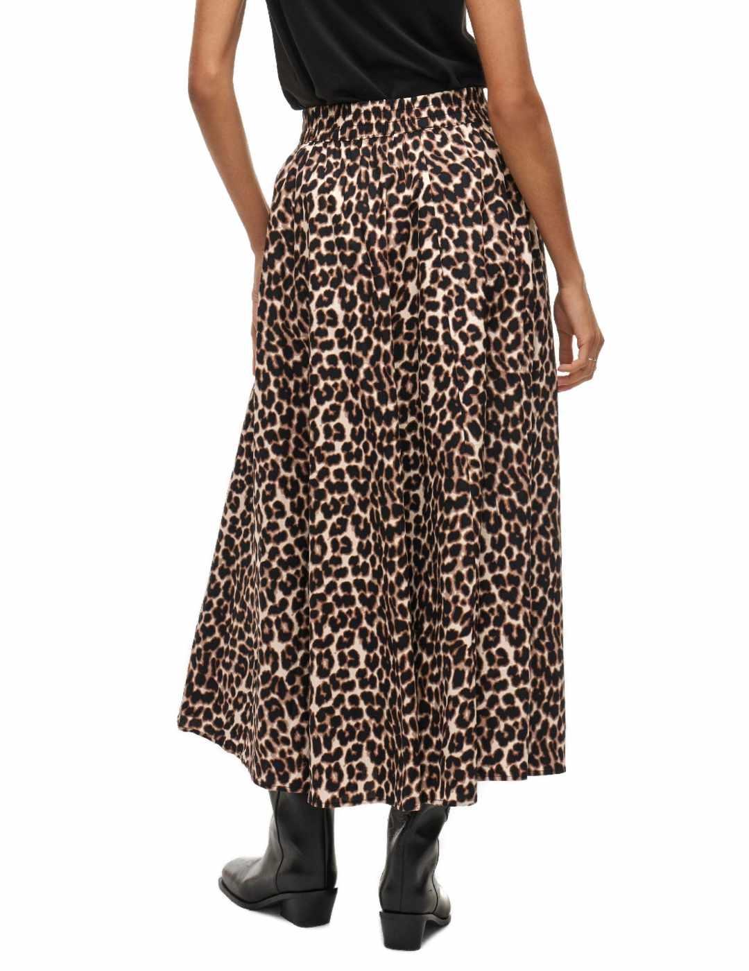 Falda midi Vila Valencia plisada leopardo para mujer