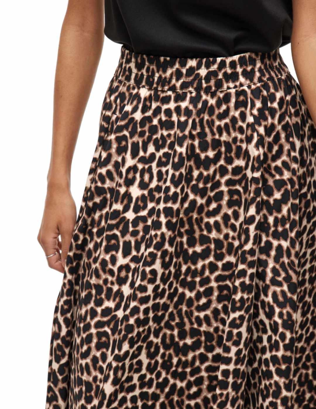 Falda midi Vila Valencia plisada leopardo para mujer