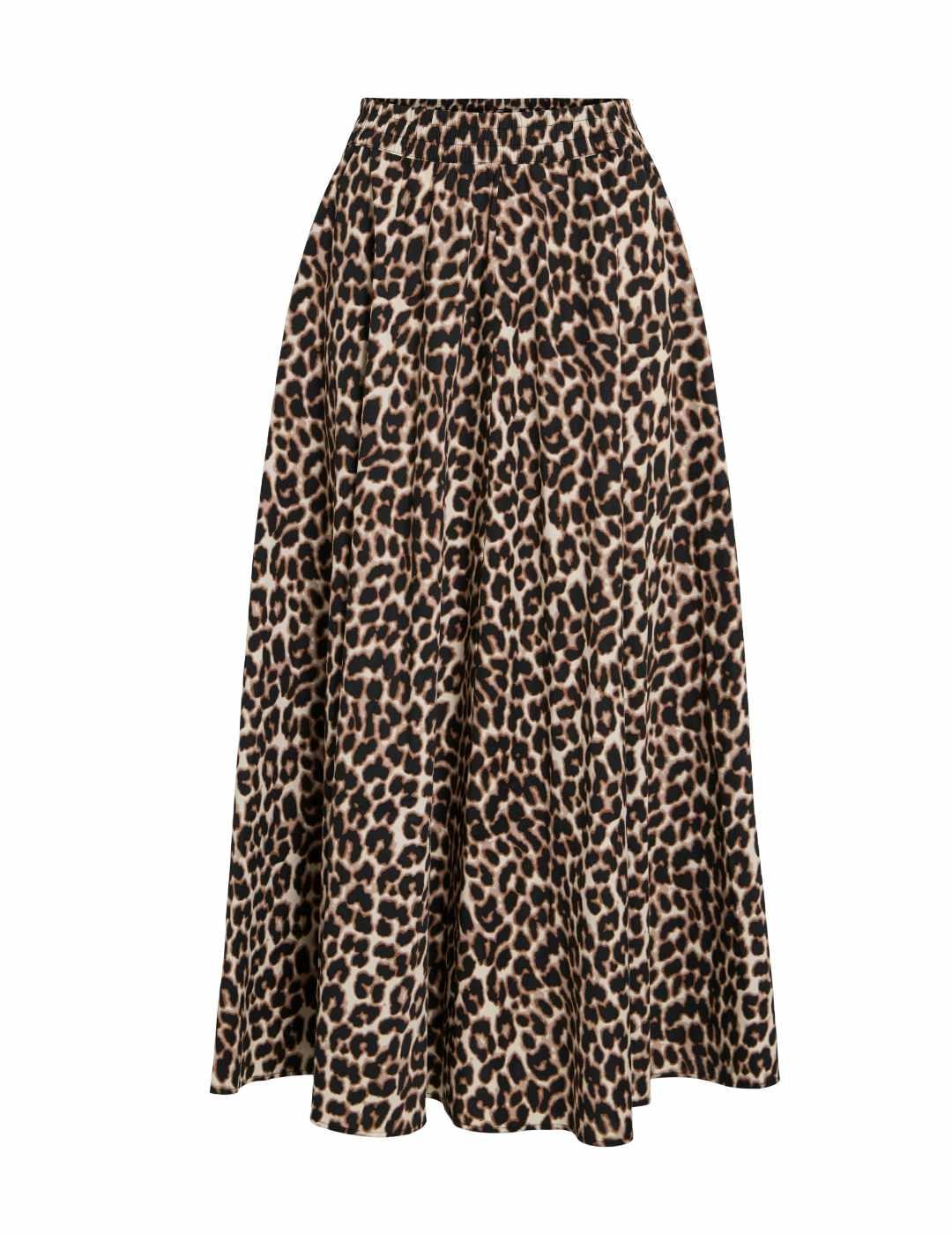Falda midi Vila Valencia plisada leopardo para mujer