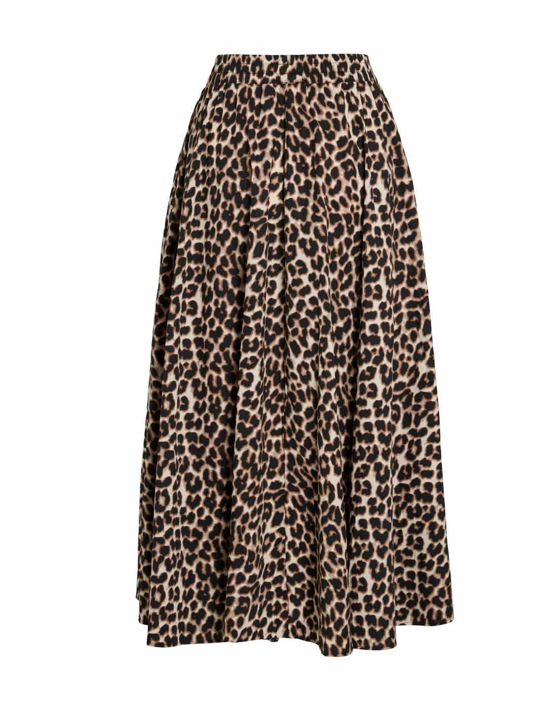 Falda midi Vila Valencia plisada leopardo para mujer